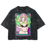 Playera streetwear premium de anime y gaming ExtraLife MX, corte boxy deluxe mineral wash heavyweight en color Acid Wash, moda urbana mexicana de culto.
