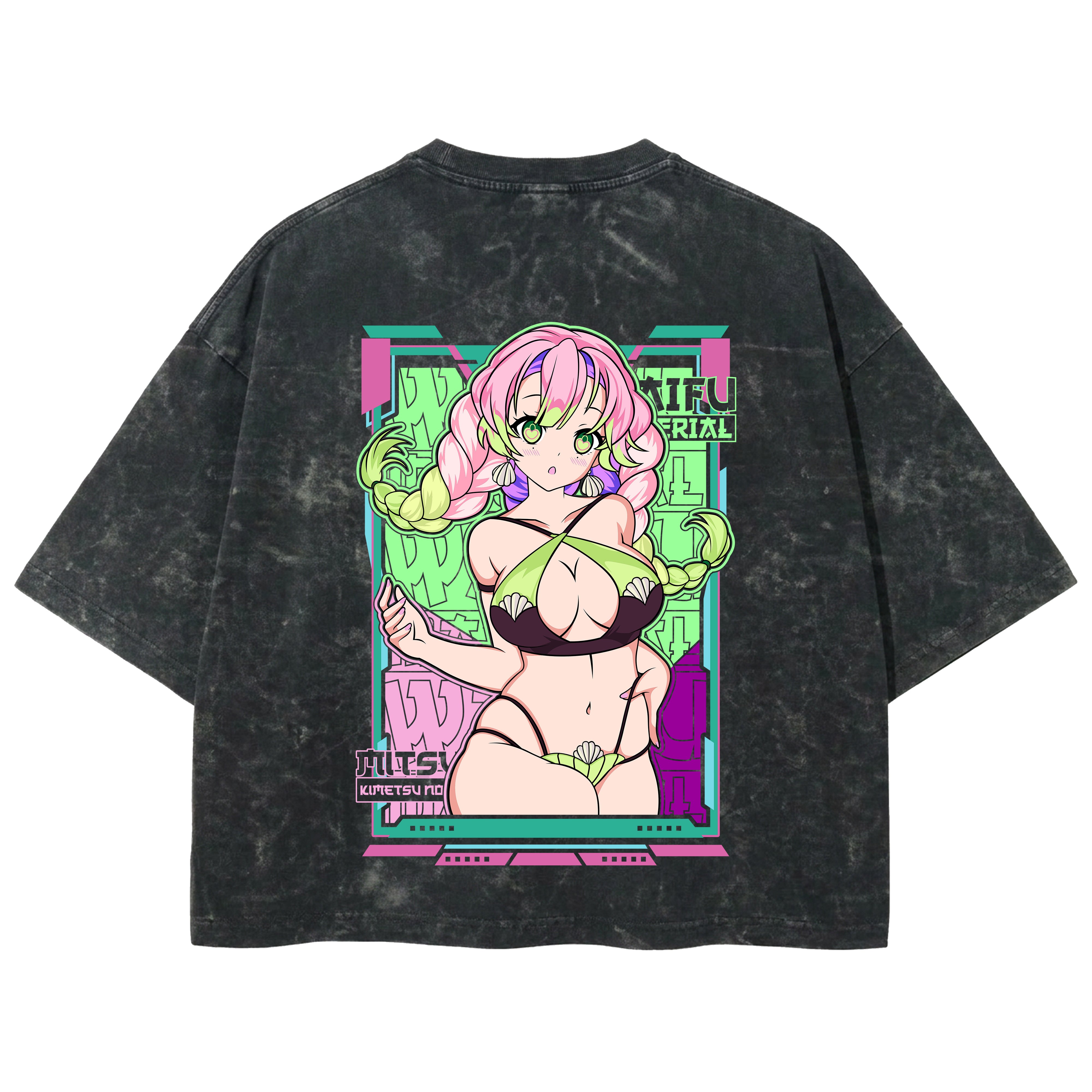 Playera streetwear premium de anime y gaming ExtraLife MX, corte boxy deluxe mineral wash heavyweight en color Acid Wash, moda urbana mexicana de culto.