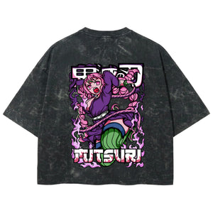 Playera streetwear premium de anime y gaming ExtraLife MX, corte boxy deluxe mineral wash heavyweight en color Acid Wash, moda urbana mexicana de culto.
