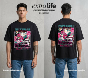 Cazadores de la Noche | La Flexibilidad del Amor #01108 - Playera Oversized Premium | Deep Black - Foto en modelo