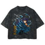 Playera streetwear premium de anime y gaming ExtraLife MX, corte boxy deluxe mineral wash heavyweight en color Acid Wash, moda urbana mexicana de culto.