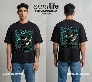 Cazadores de la Noche | Niebla sin Memoria #01111 - Playera Oversized Premium | Deep Black - Foto en modelo