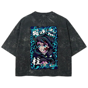 Playera streetwear premium de anime y gaming ExtraLife MX, corte boxy deluxe mineral wash heavyweight en color Acid Wash, moda urbana mexicana de culto.