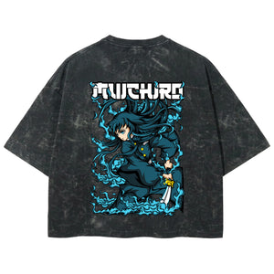 Playera streetwear premium de anime y gaming ExtraLife MX, corte boxy deluxe mineral wash heavyweight en color Acid Wash, moda urbana mexicana de culto.