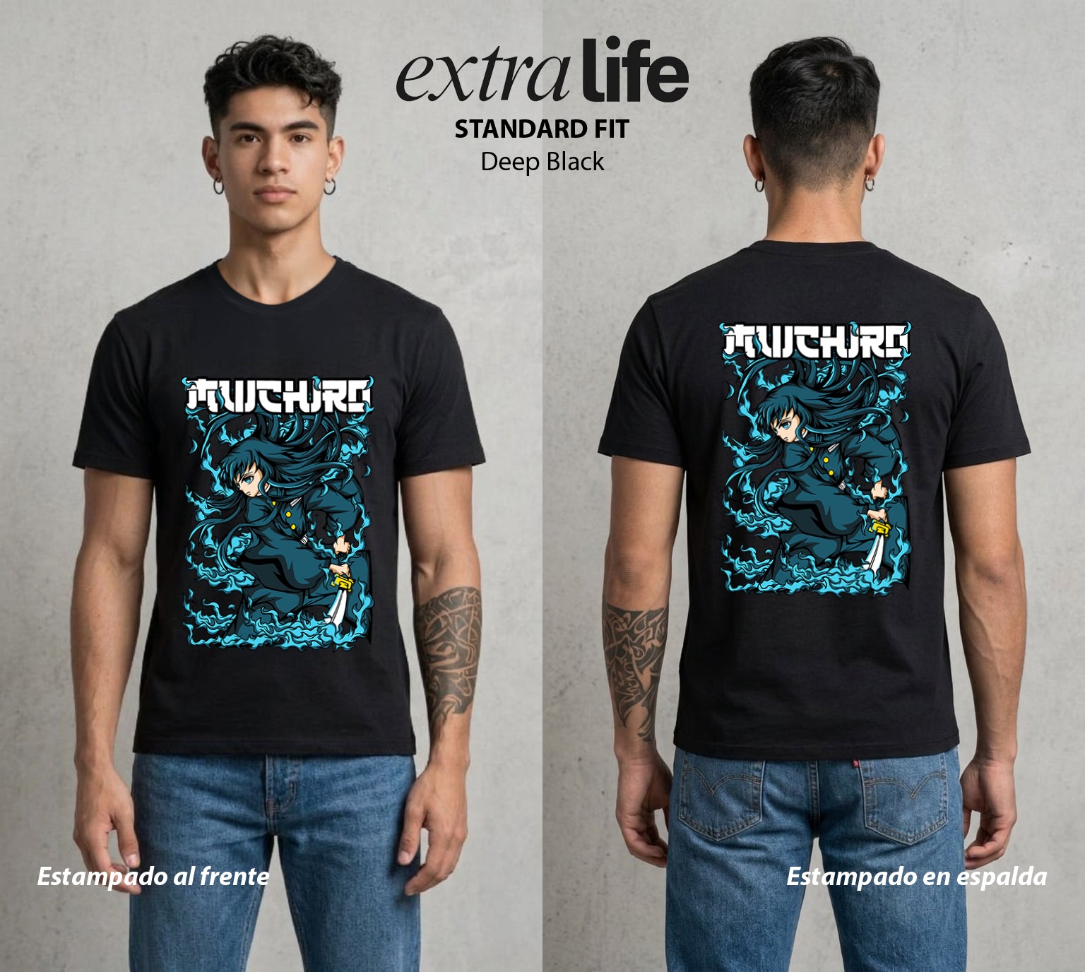 Cazadores de la Noche | El Joven del Pilar #01116 - Playera Standard Fit | Deep Black - Foto en modelo