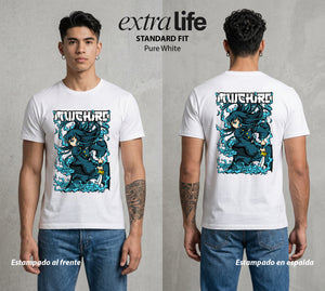 Cazadores de la Noche | El Joven del Pilar #01116 - Playera Standard Fit | Pure White - Foto en modelo