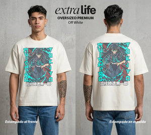 Cazadores de la Noche | El Pilar de la Niebla #01117 - Playera Oversized Premium | Off White - Foto en modelo