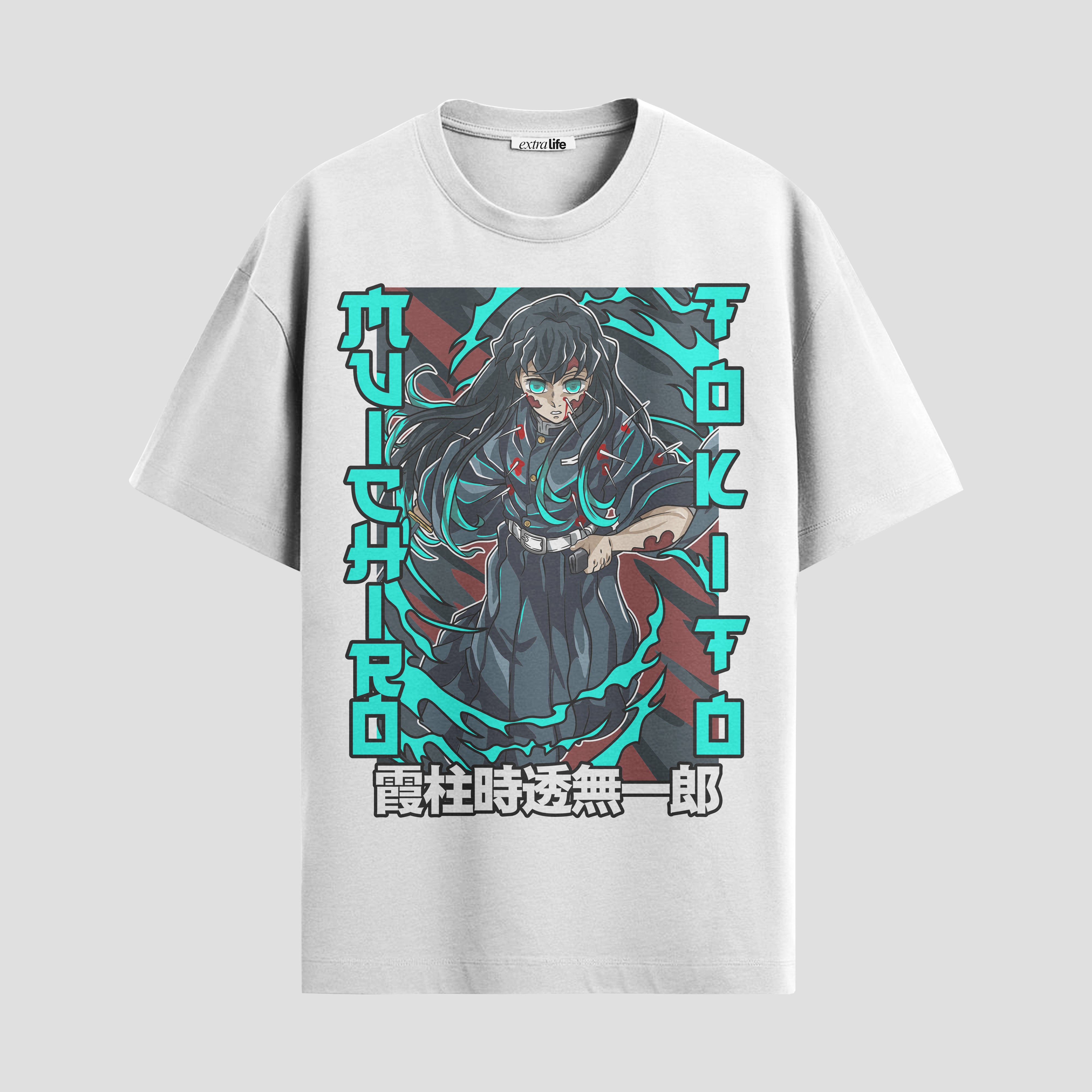 Playera urbana de anime y gaming ExtraLife MX, corte Standard Fit unisex ligero y transpirable en color Deep Black y Pure White, ropa de uso diario para gym y casual.