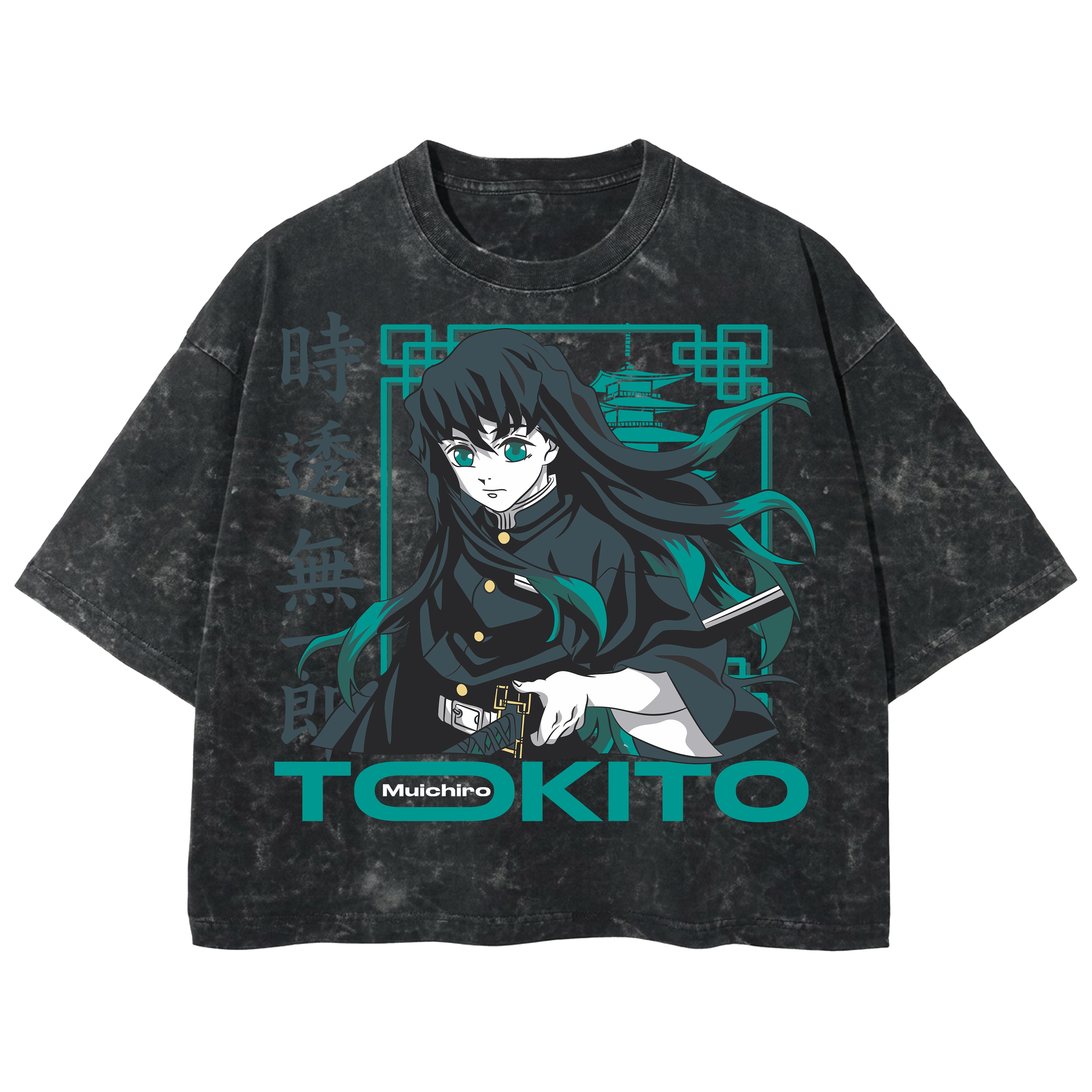 Playera streetwear premium de anime y gaming ExtraLife MX, corte boxy deluxe mineral wash heavyweight en color Acid Wash, moda urbana mexicana de culto.