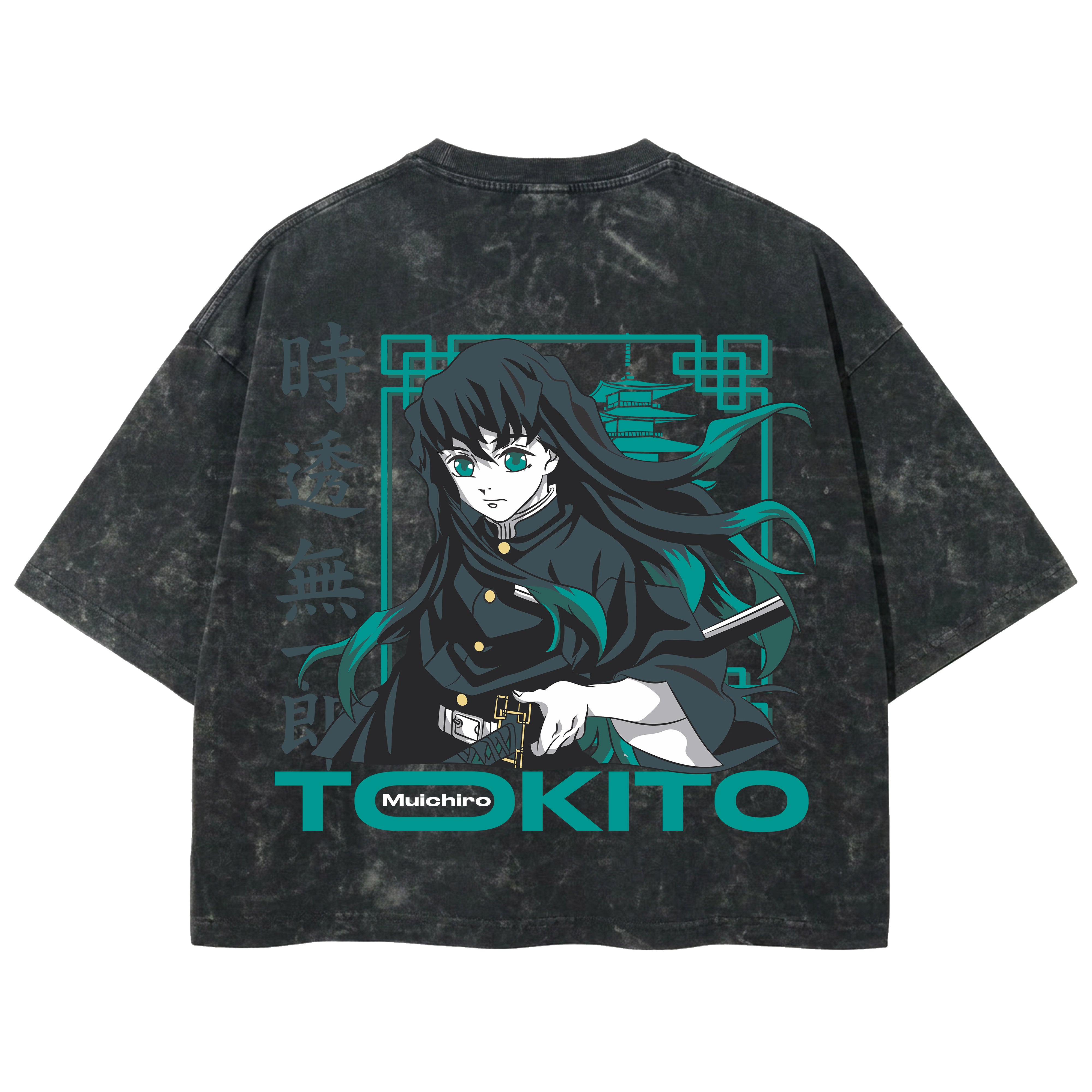 Playera streetwear premium de anime y gaming ExtraLife MX, corte boxy deluxe mineral wash heavyweight en color Acid Wash, moda urbana mexicana de culto.