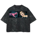 Playera streetwear premium de anime y gaming ExtraLife MX, corte boxy deluxe mineral wash heavyweight en color Acid Wash, moda urbana mexicana de culto.
