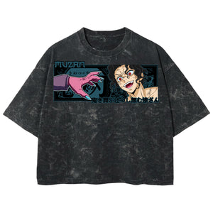 Playera streetwear premium de anime y gaming ExtraLife MX, corte boxy deluxe mineral wash heavyweight en color Acid Wash, moda urbana mexicana de culto.