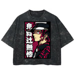Playera streetwear premium de anime y gaming ExtraLife MX, corte boxy deluxe mineral wash heavyweight en color Acid Wash, moda urbana mexicana de culto.
