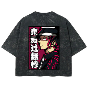 Playera streetwear premium de anime y gaming ExtraLife MX, corte boxy deluxe mineral wash heavyweight en color Acid Wash, moda urbana mexicana de culto.