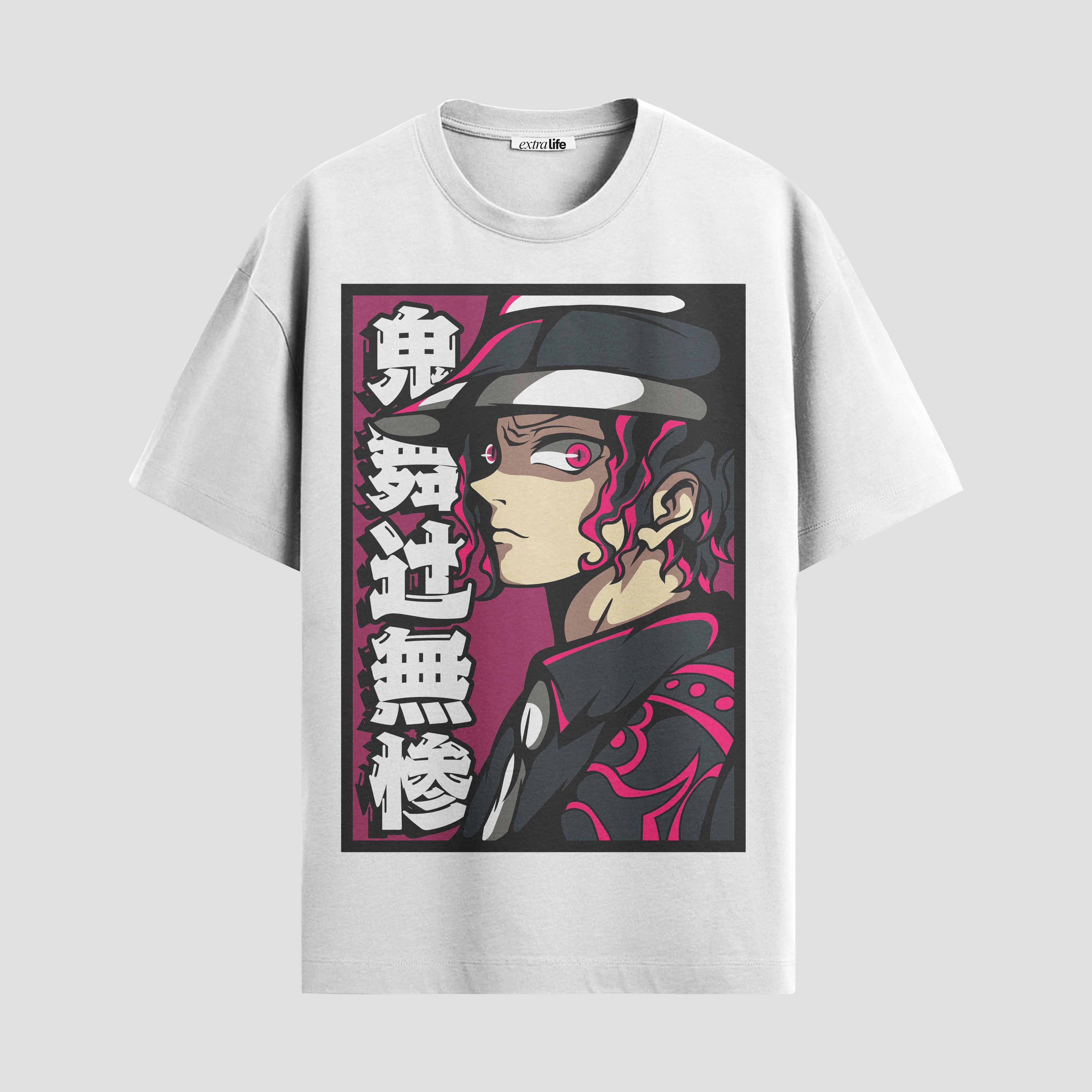 Playera urbana de anime y gaming ExtraLife MX, corte Standard Fit unisex ligero y transpirable en color Deep Black y Pure White, ropa de uso diario para gym y casual.
