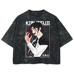 Playera streetwear premium de anime y gaming ExtraLife MX, corte boxy deluxe mineral wash heavyweight en color Acid Wash, moda urbana mexicana de culto.