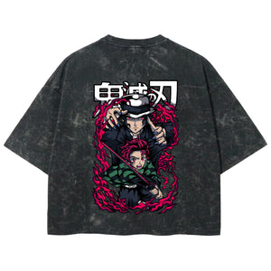 Playera streetwear premium de anime y gaming ExtraLife MX, corte boxy deluxe mineral wash heavyweight en color Acid Wash, moda urbana mexicana de culto.
