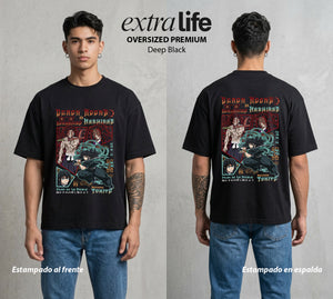 Cazadores de la Noche | El Padre de los Demonios #01129 - Playera Oversized Premium | Deep Black - Foto en modelo