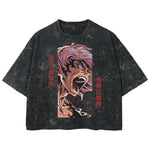 Playera streetwear premium de anime y gaming ExtraLife MX, corte boxy deluxe mineral wash heavyweight en color Acid Wash, moda urbana mexicana de culto.