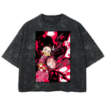 Playera streetwear premium de anime y gaming ExtraLife MX, corte boxy deluxe mineral wash heavyweight en color Acid Wash, moda urbana mexicana de culto.