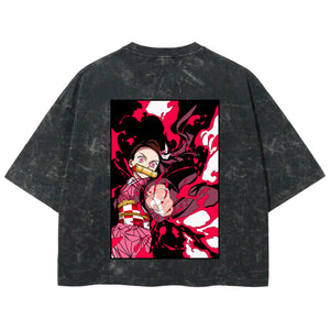 Playera streetwear premium de anime y gaming ExtraLife MX, corte boxy deluxe mineral wash heavyweight en color Acid Wash, moda urbana mexicana de culto.