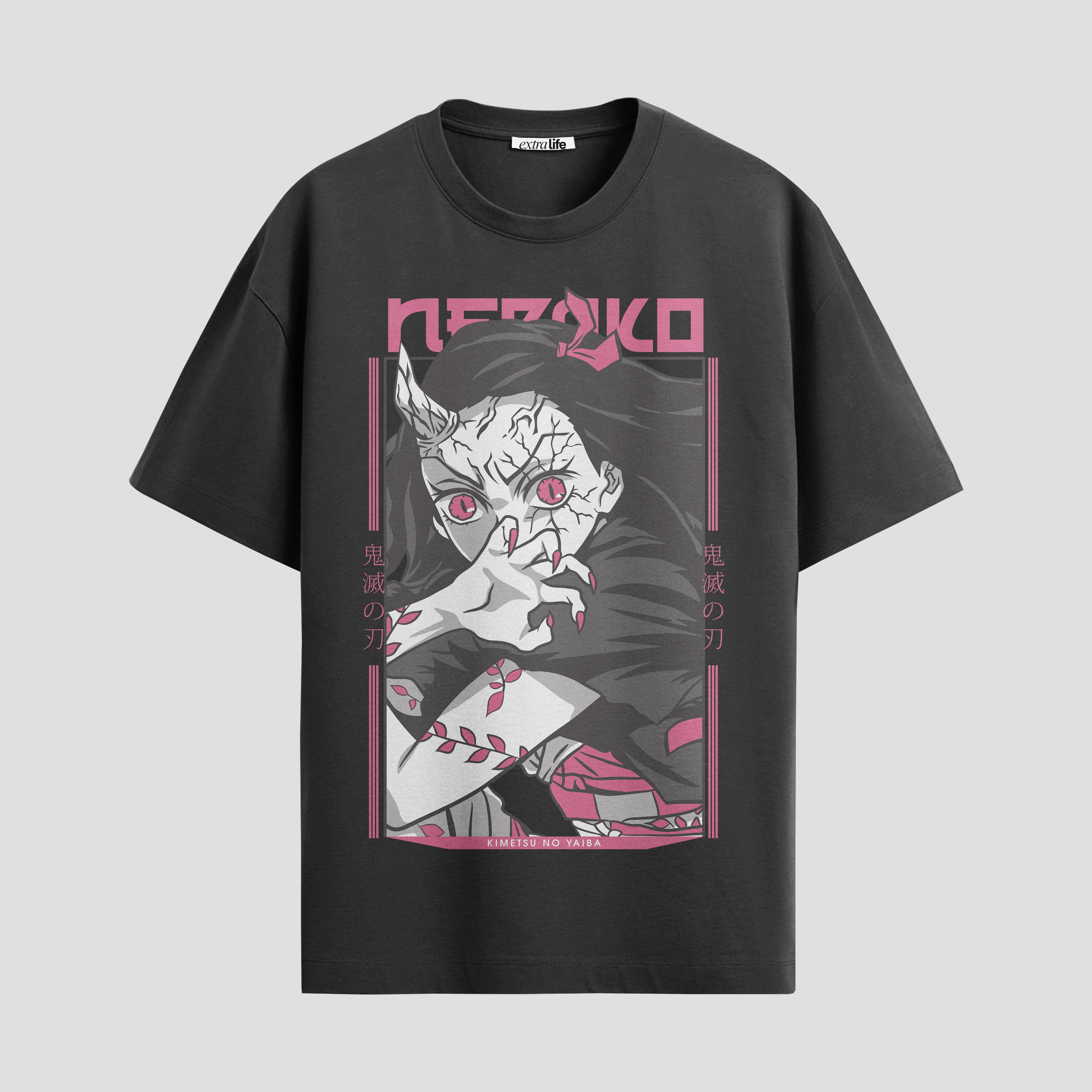 Playera urbana de anime y gaming ExtraLife MX, corte Standard Fit unisex ligero y transpirable en color Deep Black y Pure White, ropa de uso diario para gym y casual.