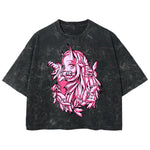 Playera streetwear premium de anime y gaming ExtraLife MX, corte boxy deluxe mineral wash heavyweight en color Acid Wash, moda urbana mexicana de culto.