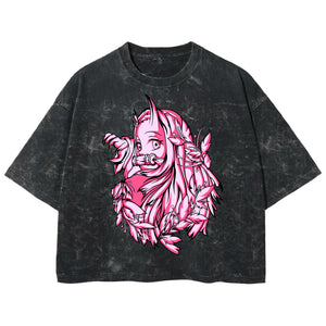 Playera streetwear premium de anime y gaming ExtraLife MX, corte boxy deluxe mineral wash heavyweight en color Acid Wash, moda urbana mexicana de culto.