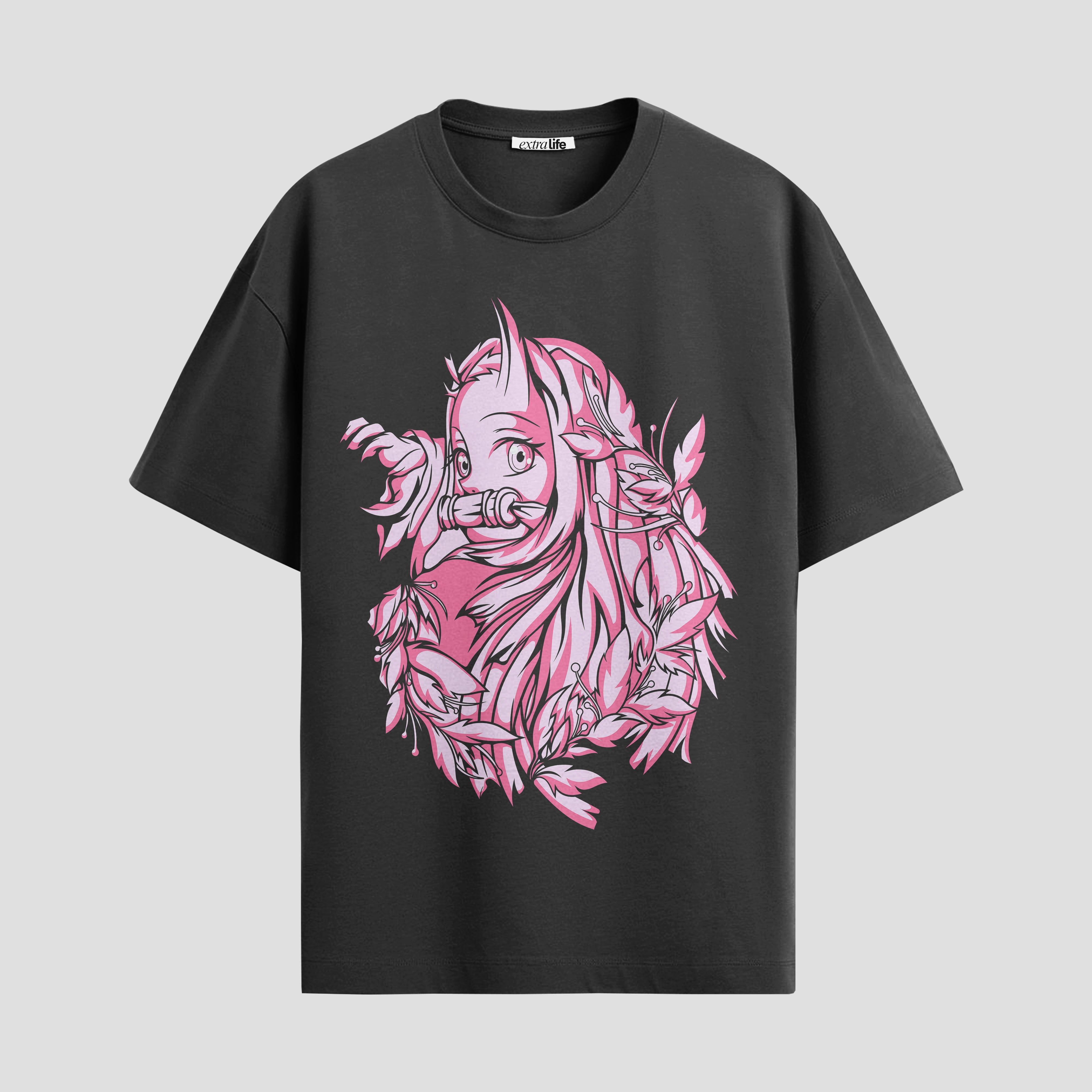 Playera urbana de anime y gaming ExtraLife MX, corte Standard Fit unisex ligero y transpirable en color Deep Black y Pure White, ropa de uso diario para gym y casual.