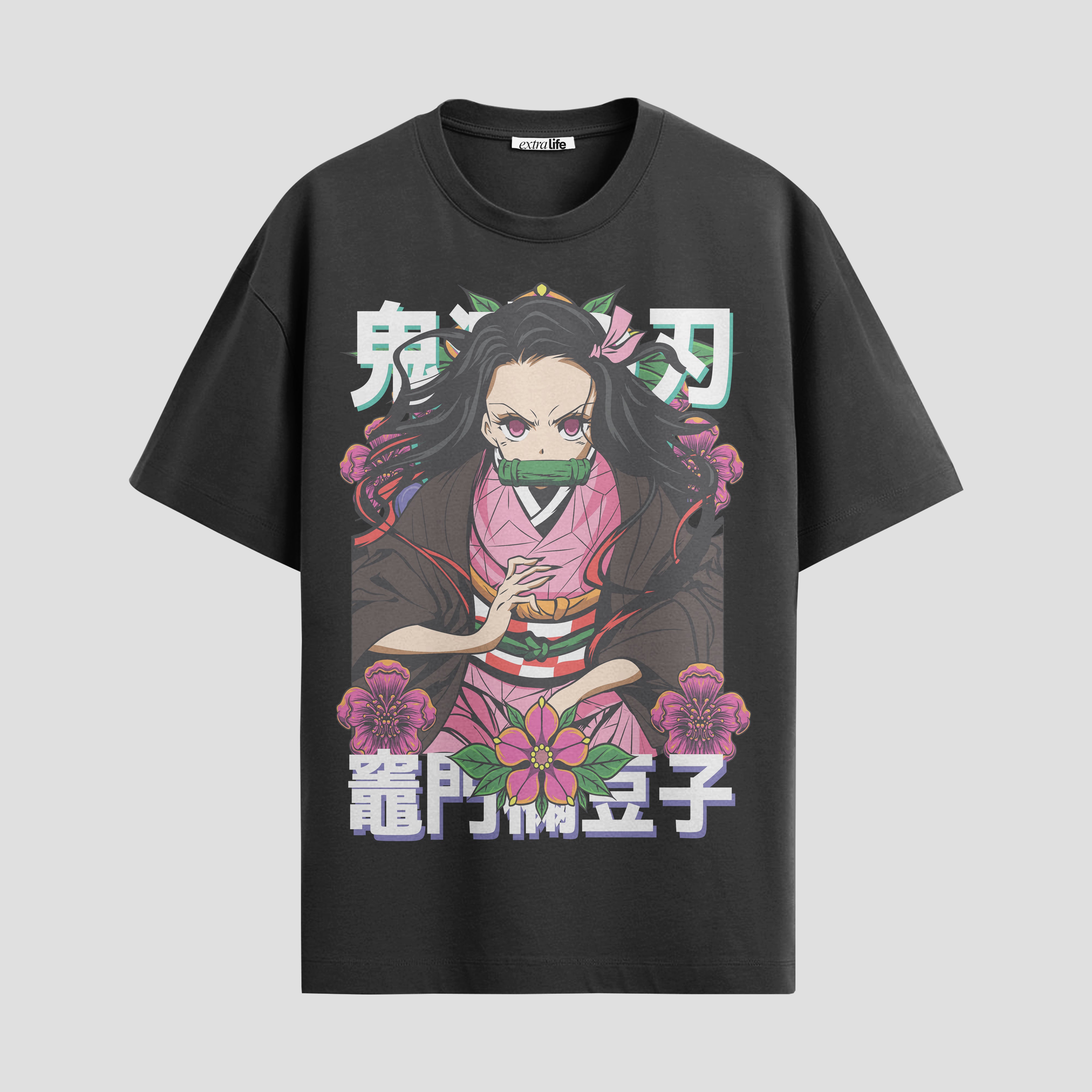 Playera urbana de anime y gaming ExtraLife MX, corte Standard Fit unisex ligero y transpirable en color Deep Black y Pure White, ropa de uso diario para gym y casual.