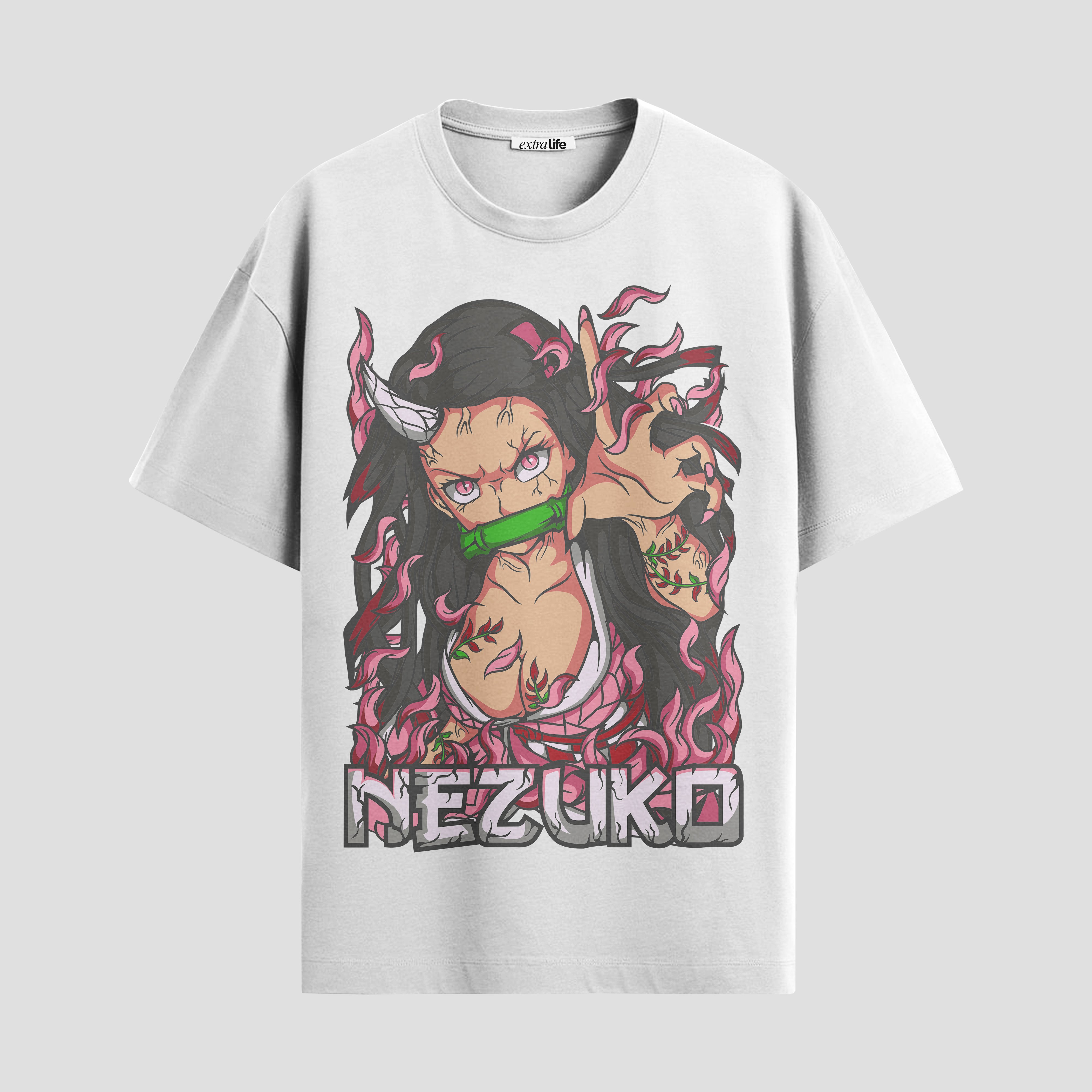 Playera urbana de anime y gaming ExtraLife MX, corte Standard Fit unisex ligero y transpirable en color Deep Black y Pure White, ropa de uso diario para gym y casual.
