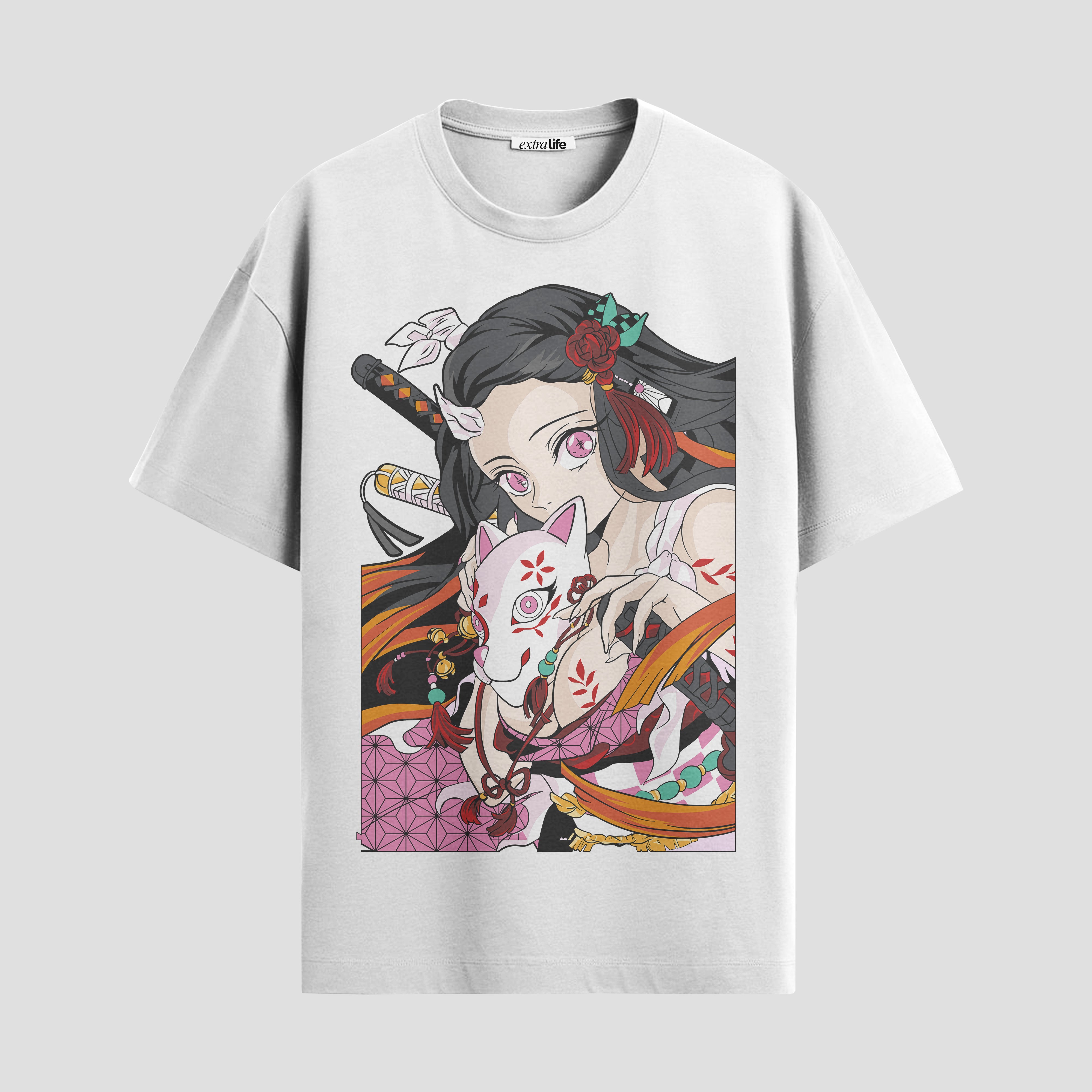 Playera urbana de anime y gaming ExtraLife MX, corte Standard Fit unisex ligero y transpirable en color Deep Black y Pure White, ropa de uso diario para gym y casual.