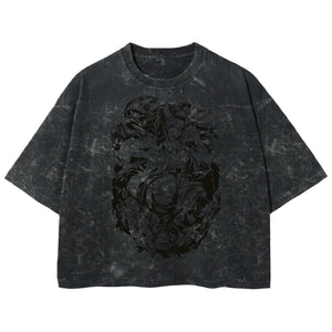 Playera streetwear premium de anime y gaming ExtraLife MX, corte boxy deluxe mineral wash heavyweight en color Acid Wash, moda urbana mexicana de culto.