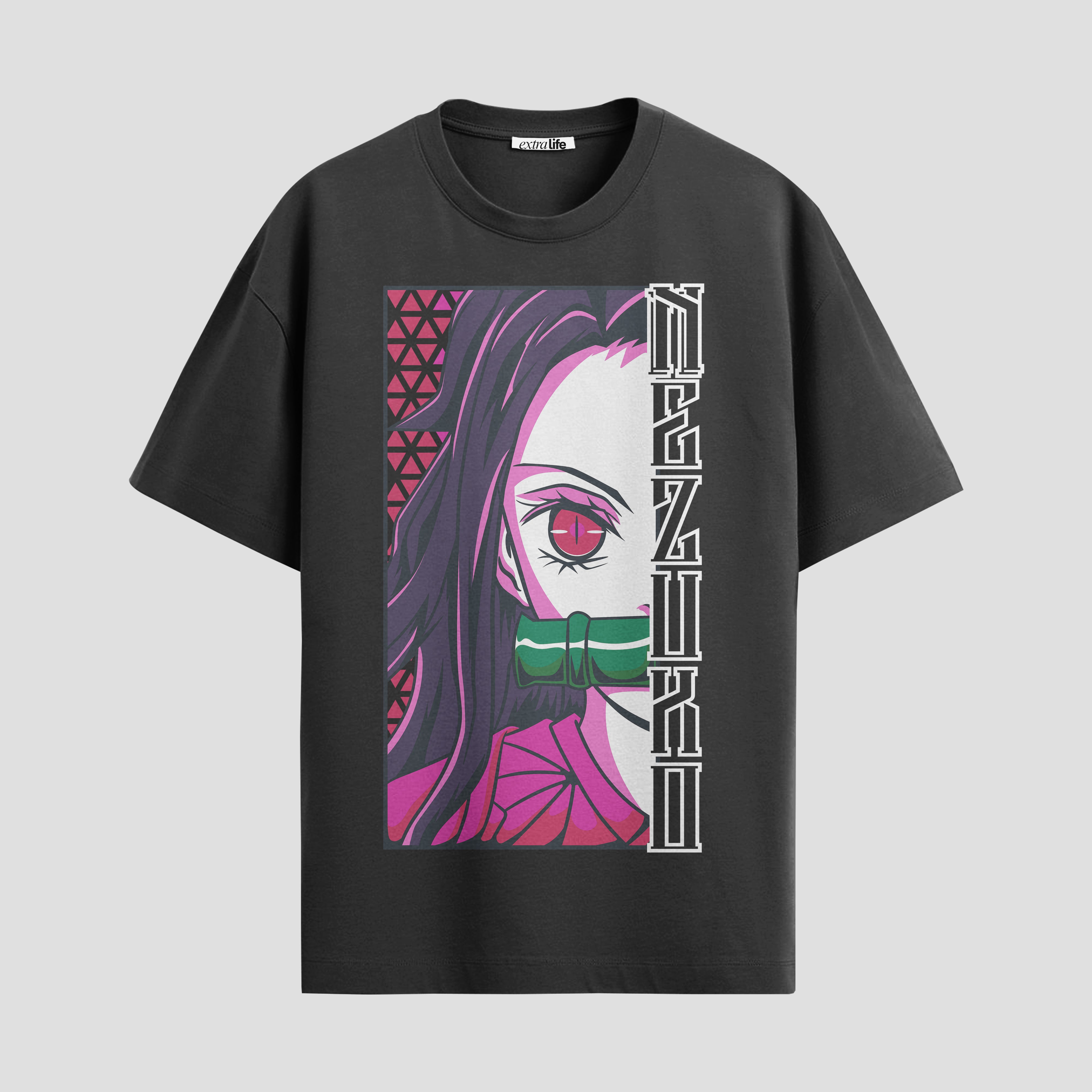 Playera urbana de anime y gaming ExtraLife MX, corte Standard Fit unisex ligero y transpirable en color Deep Black y Pure White, ropa de uso diario para gym y casual.