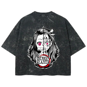 Playera streetwear premium de anime y gaming ExtraLife MX, corte boxy deluxe mineral wash heavyweight en color Acid Wash, moda urbana mexicana de culto.