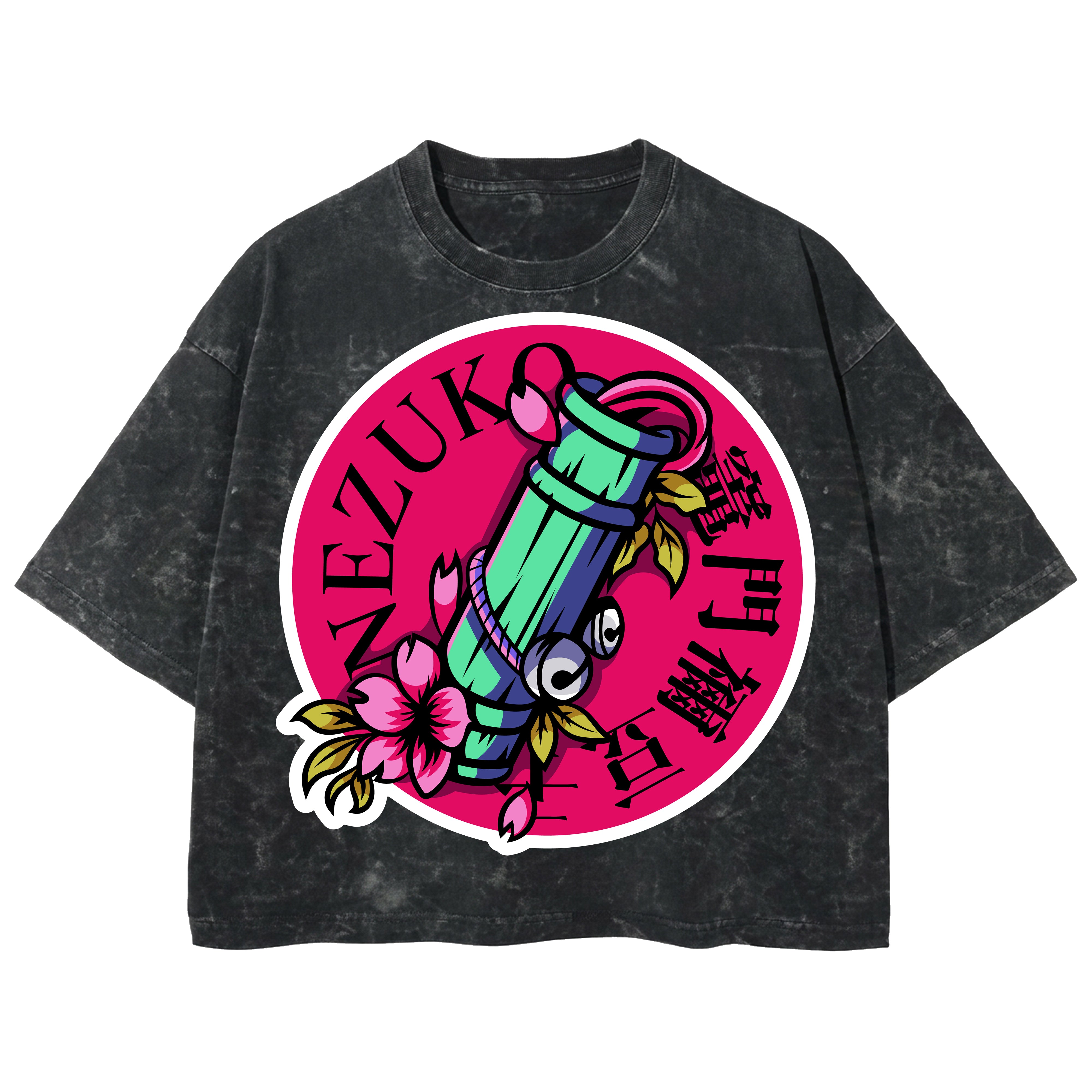 Playera streetwear premium de anime y gaming ExtraLife MX, corte boxy deluxe mineral wash heavyweight en color Acid Wash, moda urbana mexicana de culto.
