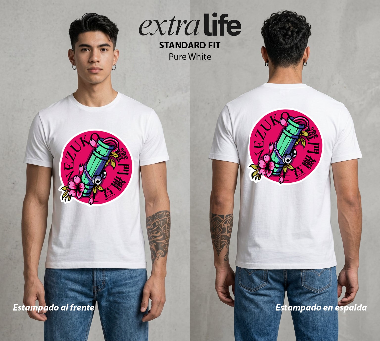 Cazadores de la Noche | La Hermana de Bambu #01154 - Playera Standard Fit | Pure White - Foto en modelo