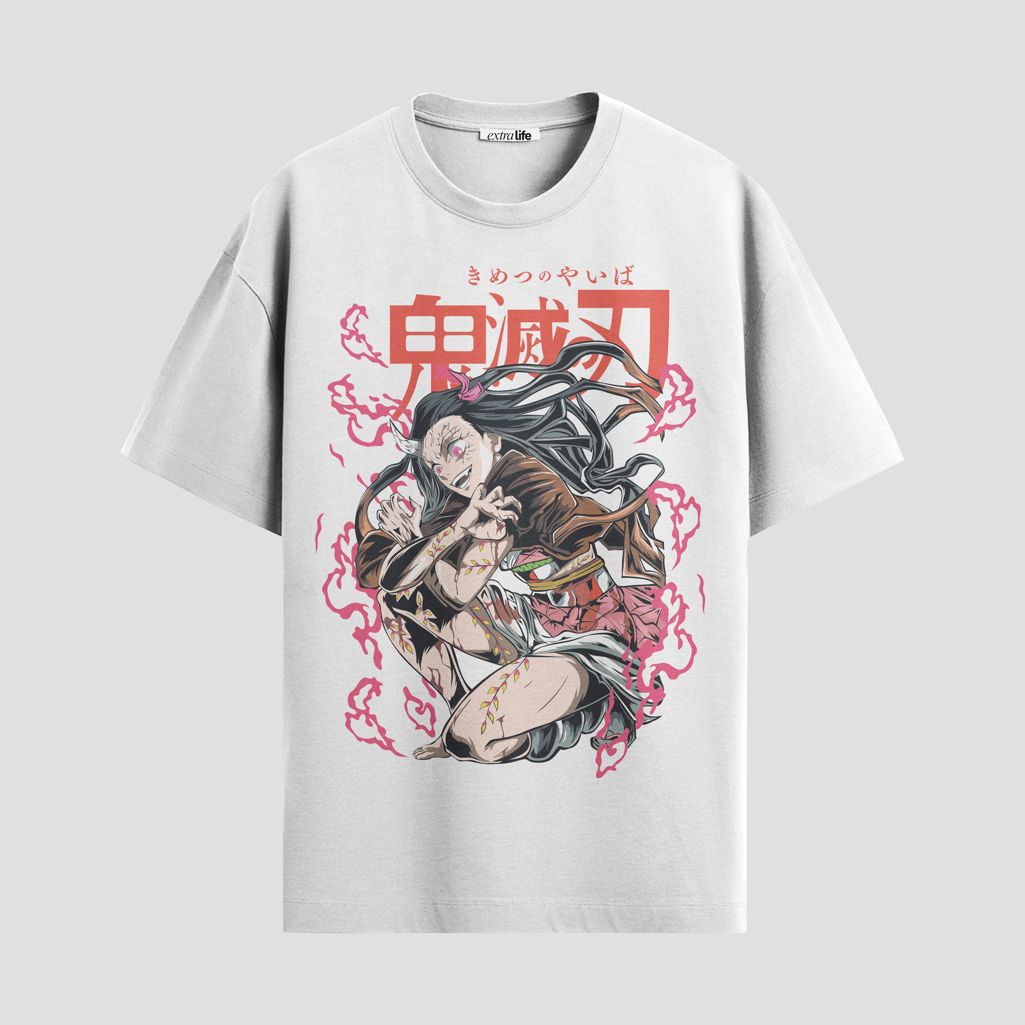 Playera urbana de anime y gaming ExtraLife MX, corte Standard Fit unisex ligero y transpirable en color Deep Black y Pure White, ropa de uso diario para gym y casual.