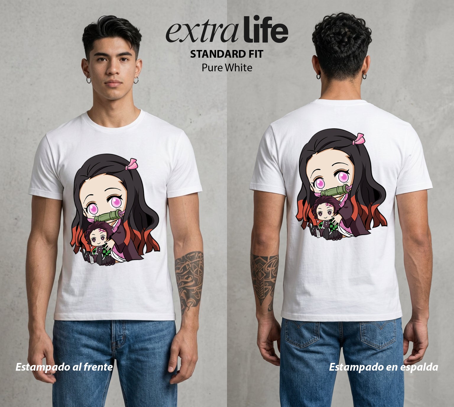 Cazadores de la Noche | La Demonia del Bien #01157 - Playera Standard Fit | Pure White - Foto en modelo