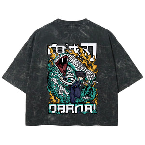 Playera streetwear premium de anime y gaming ExtraLife MX, corte boxy deluxe mineral wash heavyweight en color Acid Wash, moda urbana mexicana de culto.