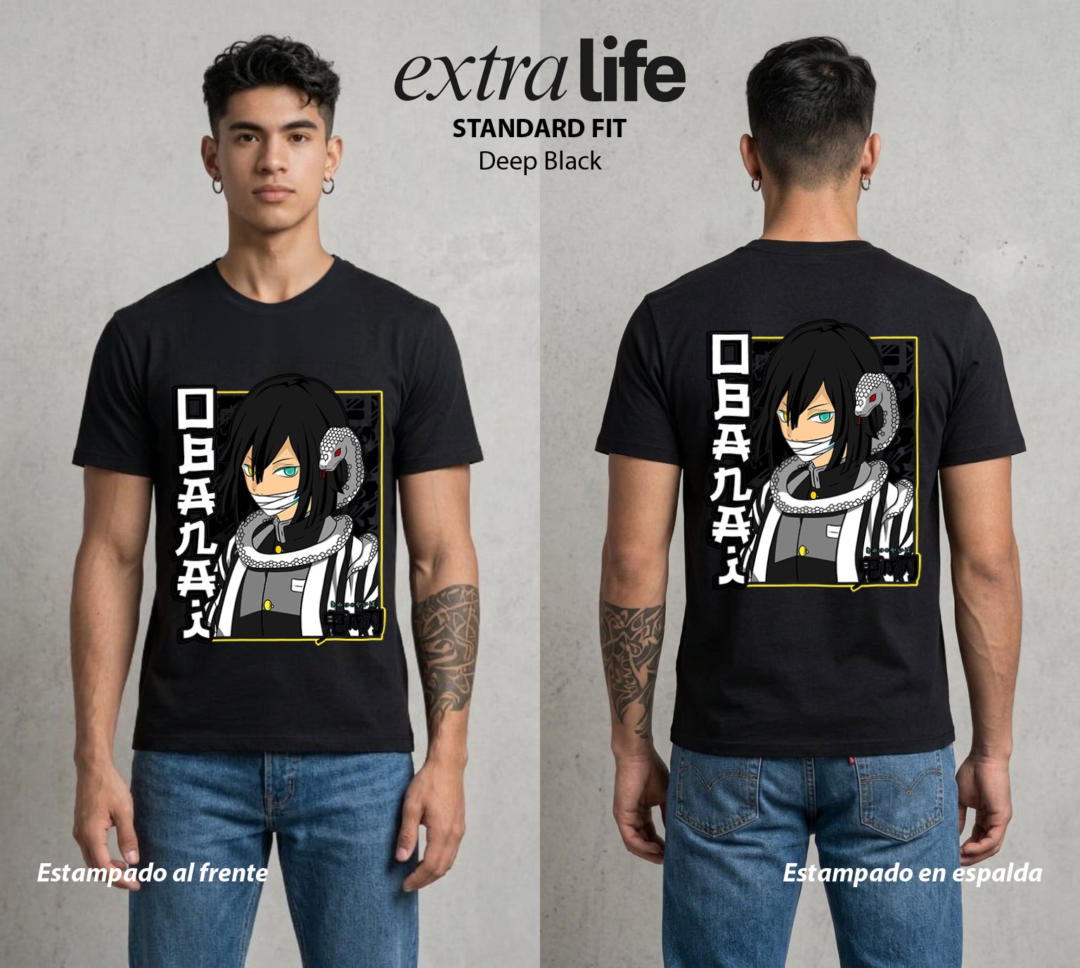 Cazadores de la Noche | La Serpiente del Amor #01163 - Playera Standard Fit | Deep Black - Foto en modelo