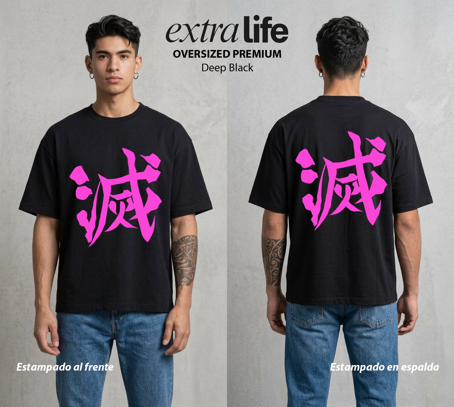 Cazadores de la Noche | La Serpiente del Amor #01164 - Playera Oversized Premium | Deep Black - Foto en modelo
