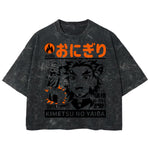 Playera streetwear premium de anime y gaming ExtraLife MX, corte boxy deluxe mineral wash heavyweight en color Acid Wash, moda urbana mexicana de culto.