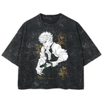 Playera streetwear premium de anime y gaming ExtraLife MX, corte boxy deluxe mineral wash heavyweight en color Acid Wash, moda urbana mexicana de culto.