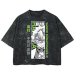 Playera streetwear premium de anime y gaming ExtraLife MX, corte boxy deluxe mineral wash heavyweight en color Acid Wash, moda urbana mexicana de culto.