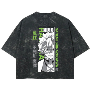 Playera streetwear premium de anime y gaming ExtraLife MX, corte boxy deluxe mineral wash heavyweight en color Acid Wash, moda urbana mexicana de culto.
