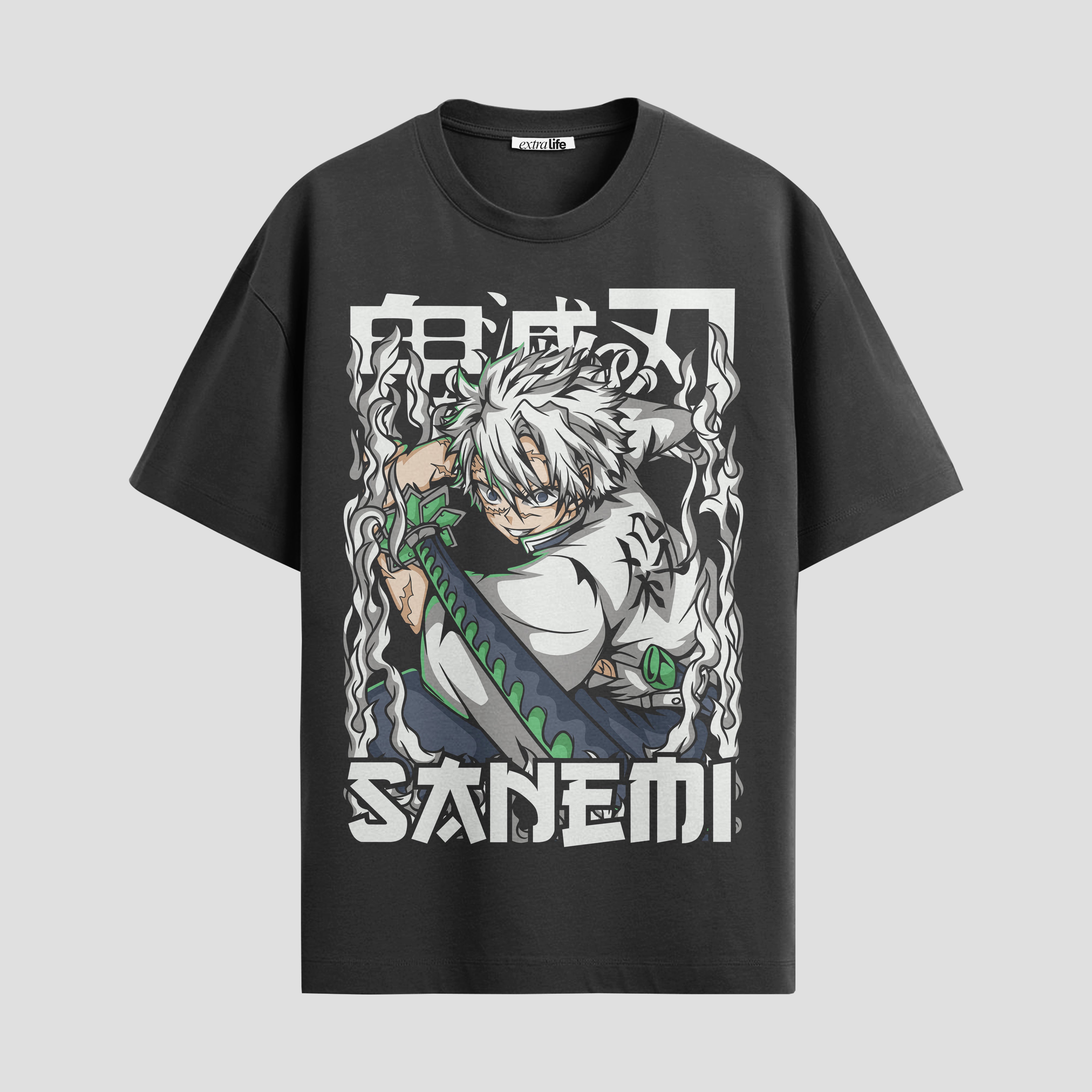 Playera urbana de anime y gaming ExtraLife MX, corte Standard Fit unisex ligero y transpirable en color Deep Black y Pure White, ropa de uso diario para gym y casual.