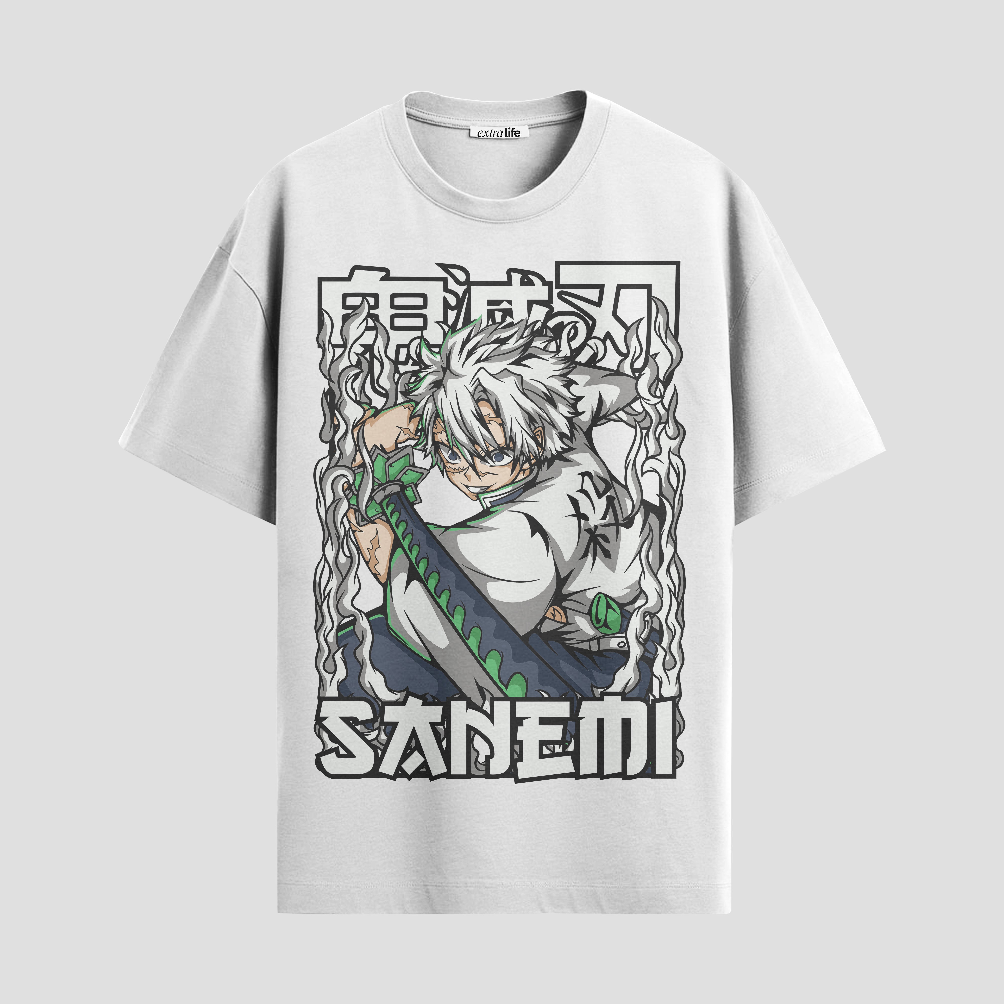 Playera urbana de anime y gaming ExtraLife MX, corte Standard Fit unisex ligero y transpirable en color Deep Black y Pure White, ropa de uso diario para gym y casual.