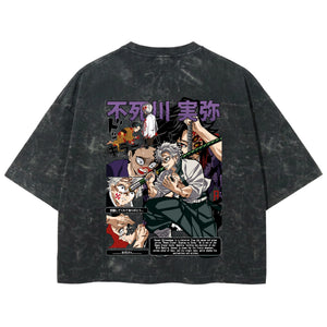 Playera streetwear premium de anime y gaming ExtraLife MX, corte boxy deluxe mineral wash heavyweight en color Acid Wash, moda urbana mexicana de culto.