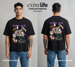 Cazadores de la Noche | El Mas Agresivo del Pilar #01178 - Playera Oversized Premium | Deep Black - Foto en modelo